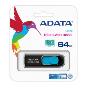 CLE USB Adata AUV128 High Speed 64GB USB 3.0 CAPLESS USB BLACK/BLUE (AUV128-64G-RBE)