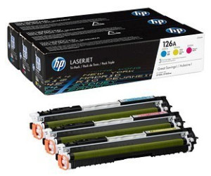 HP 126A 3-pack Cyan/Magenta/Yellow Original LaserJet Toner Cartridges (CF341A)